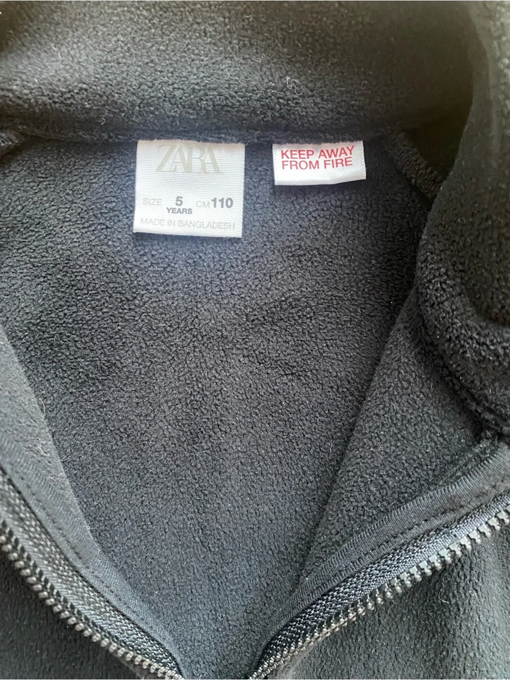 Kids Zara Black Full-Zip Fleece Jacket